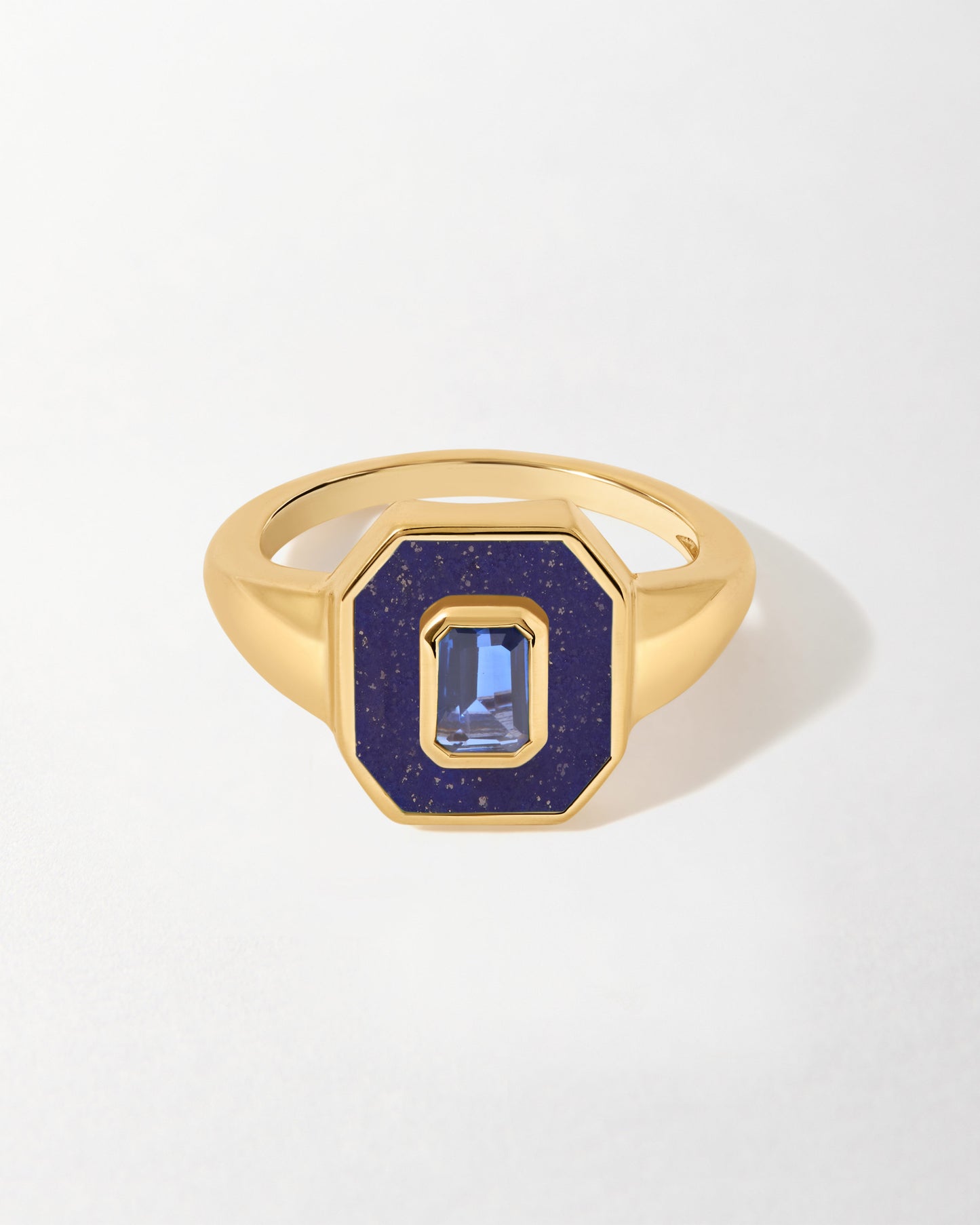 Deco Lapis and Blue Sapphire Ring