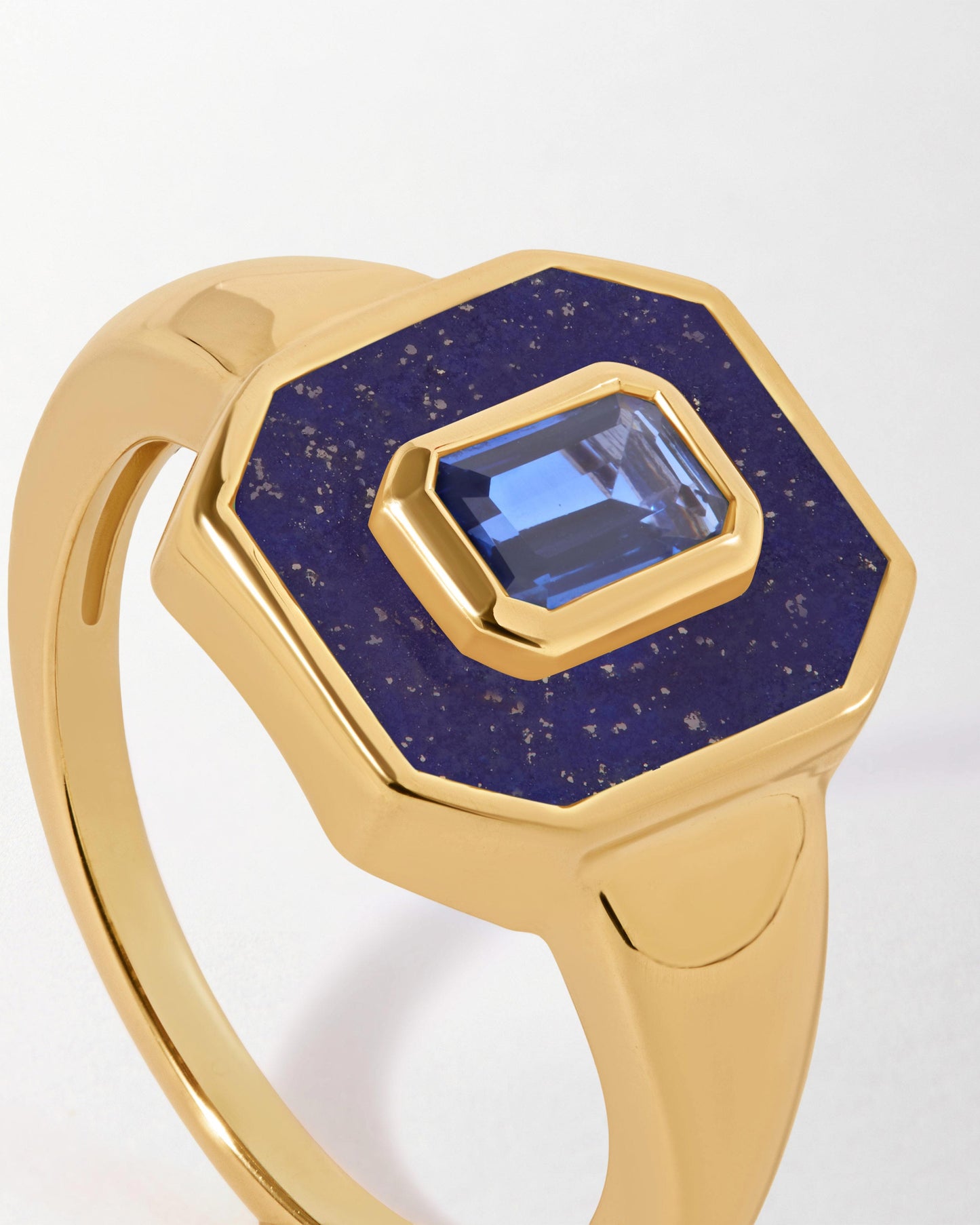 Deco Lapis and Blue Sapphire Ring