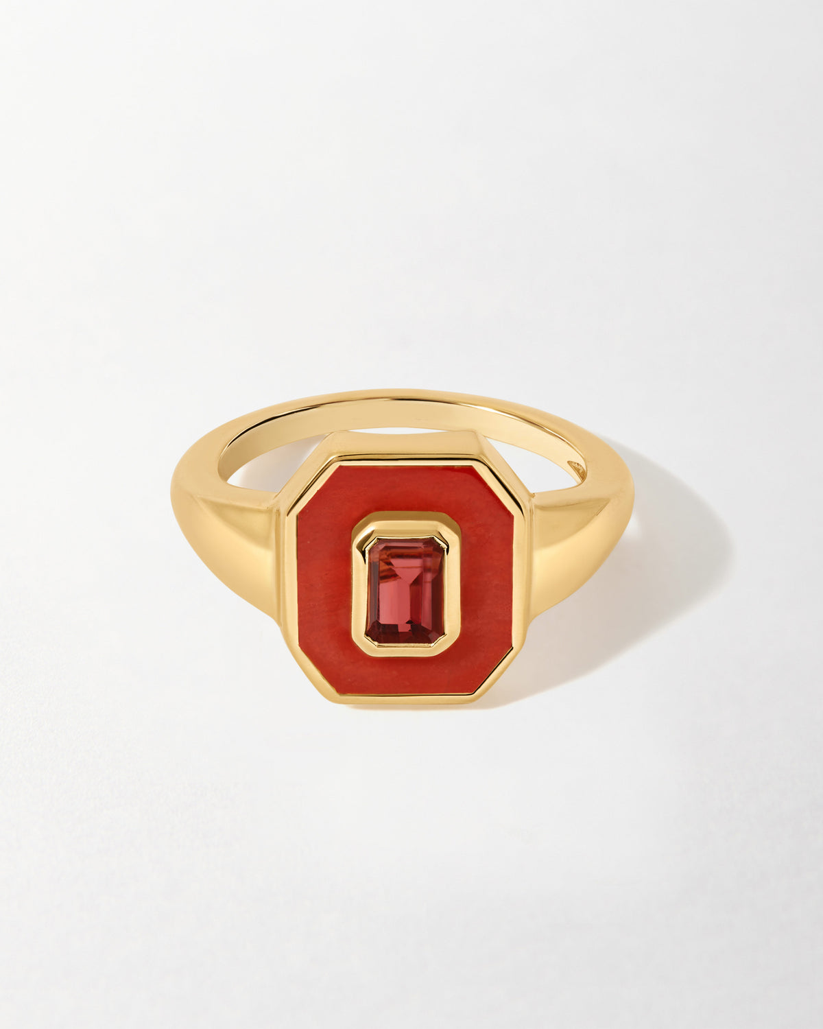 Deco Red Jasper and Garnet Ring