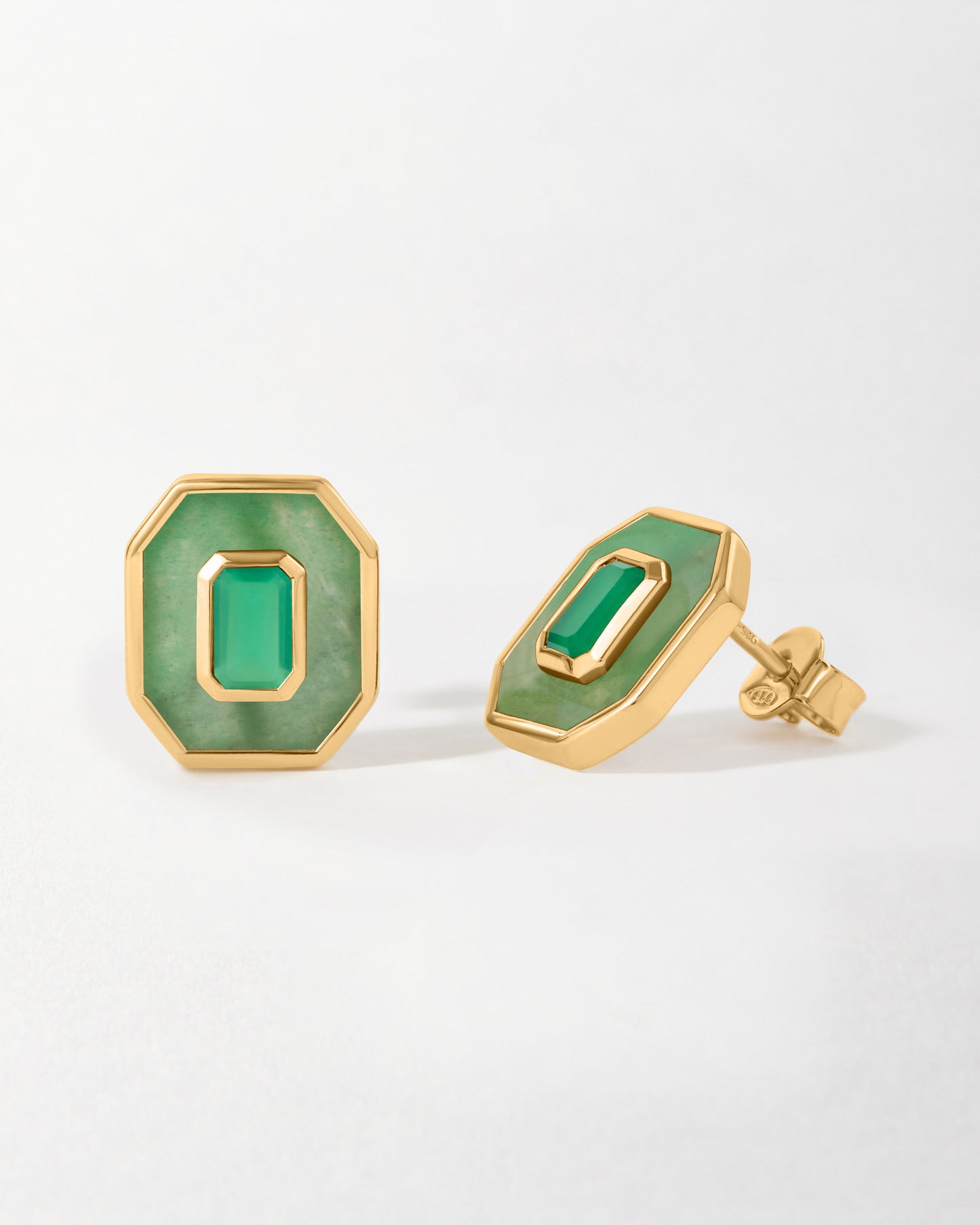 Deco Aventurine & Green Onyx Stud Earrings
