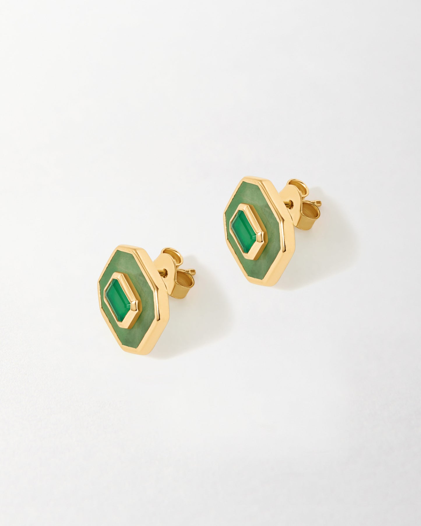 Deco Aventurine & Green Onyx Stud Earrings