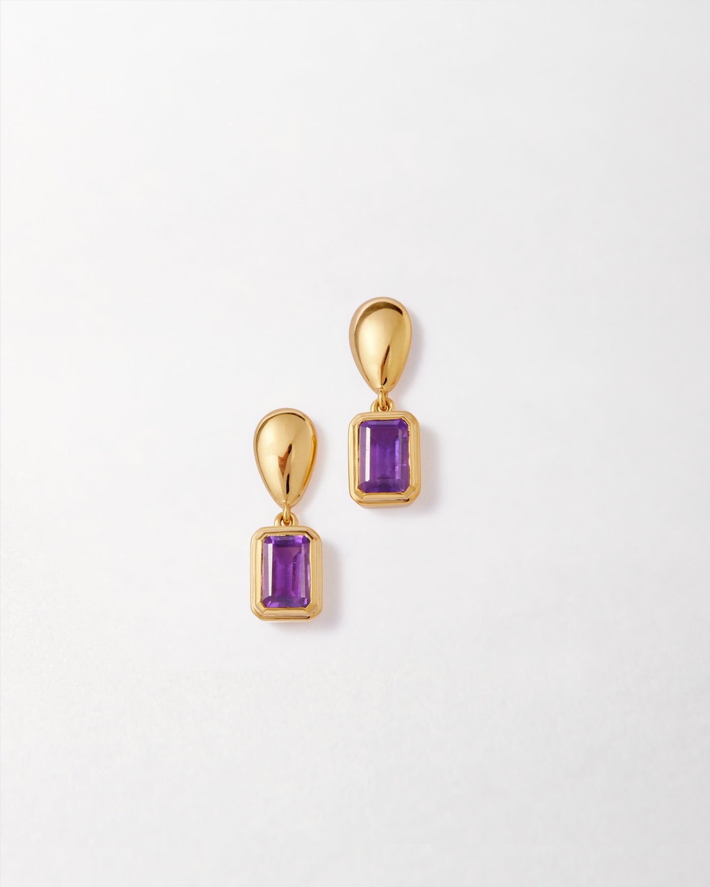 Pebble Amethyst February Birthstone Drop Earrings
