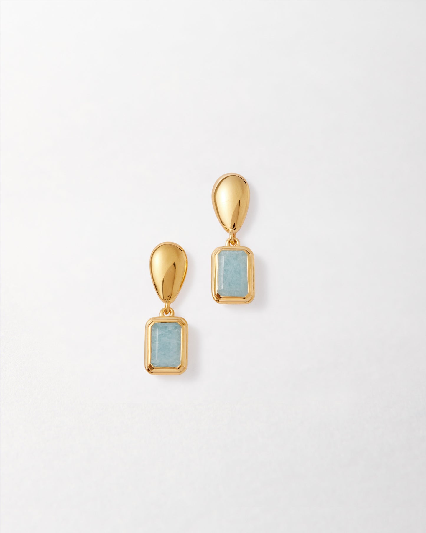 Pebble Aquamarine March Birthstone Drop Earrings
