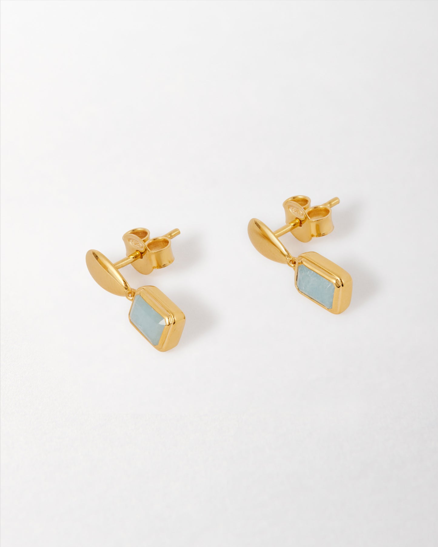 Pebble Aquamarine March Birthstone Drop Earrings