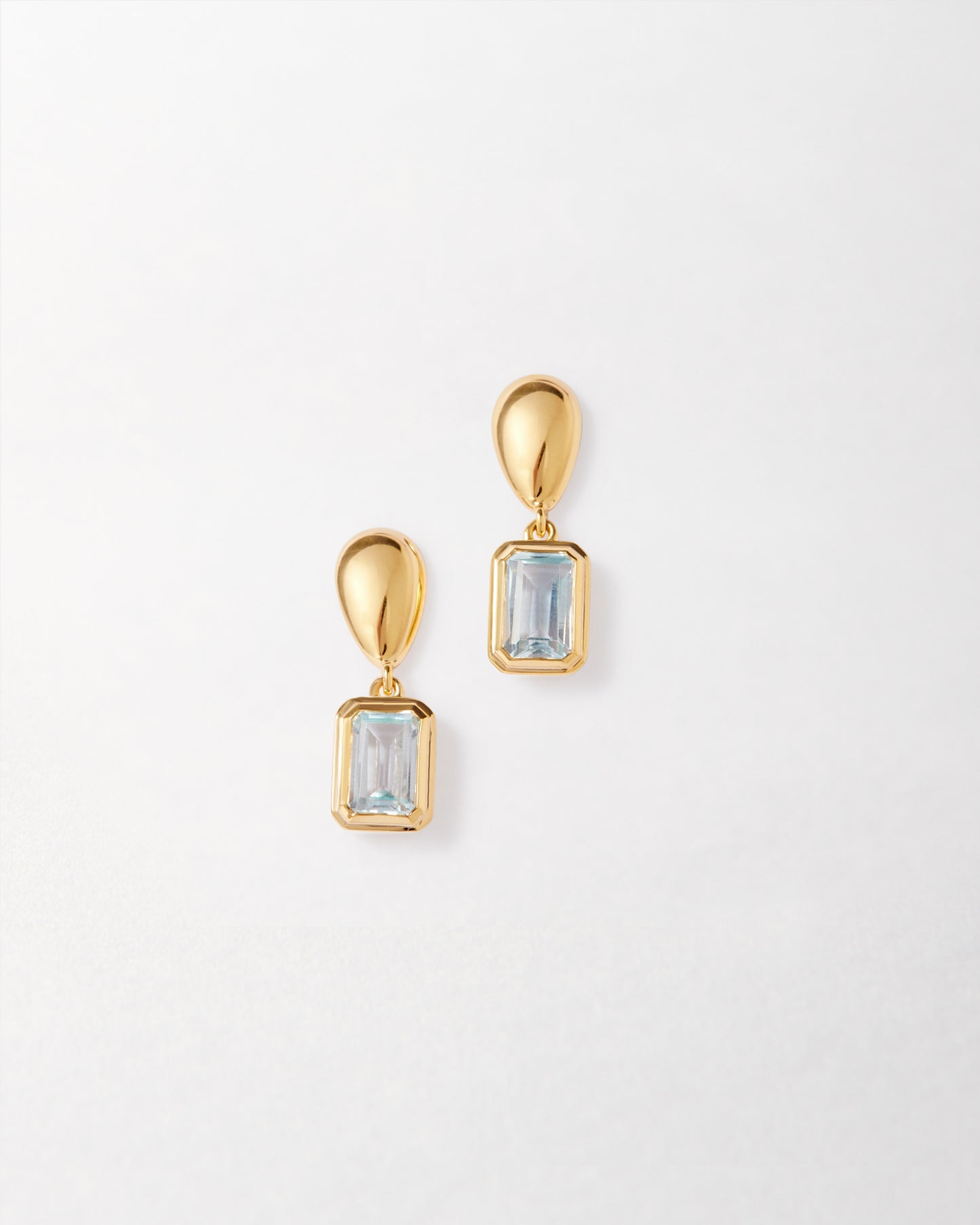 Pebble Blue Topaz December Birthstone Drop Earrings