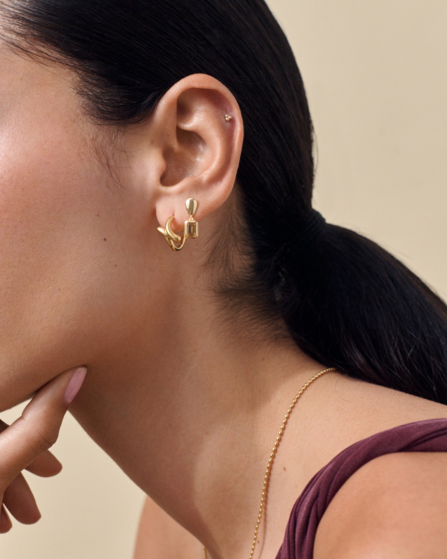 Pebble Citrine November Birthstone Drop Earrings