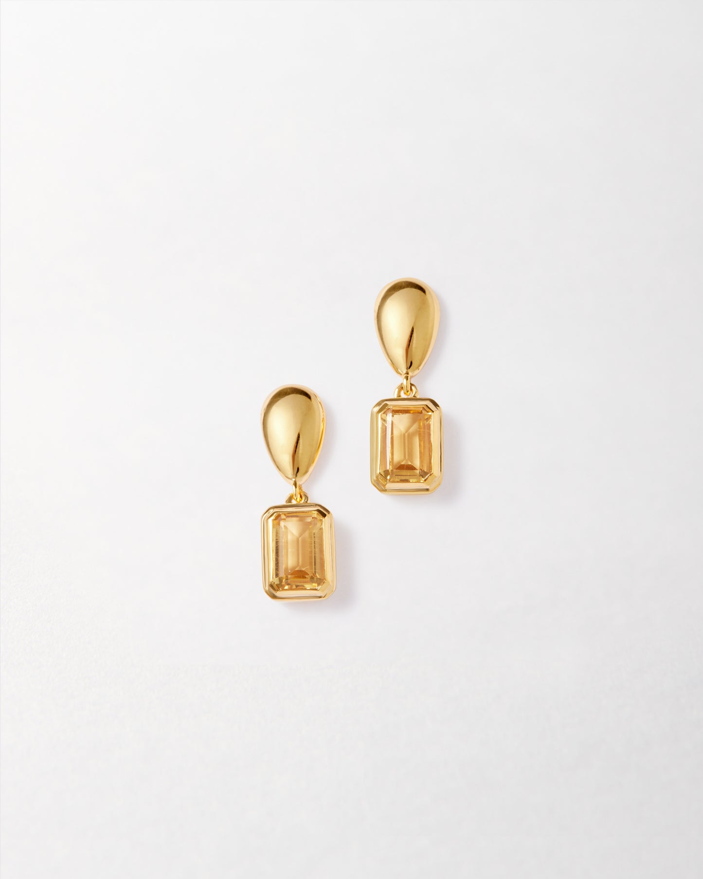 Pebble Citrine November Birthstone Drop Earrings