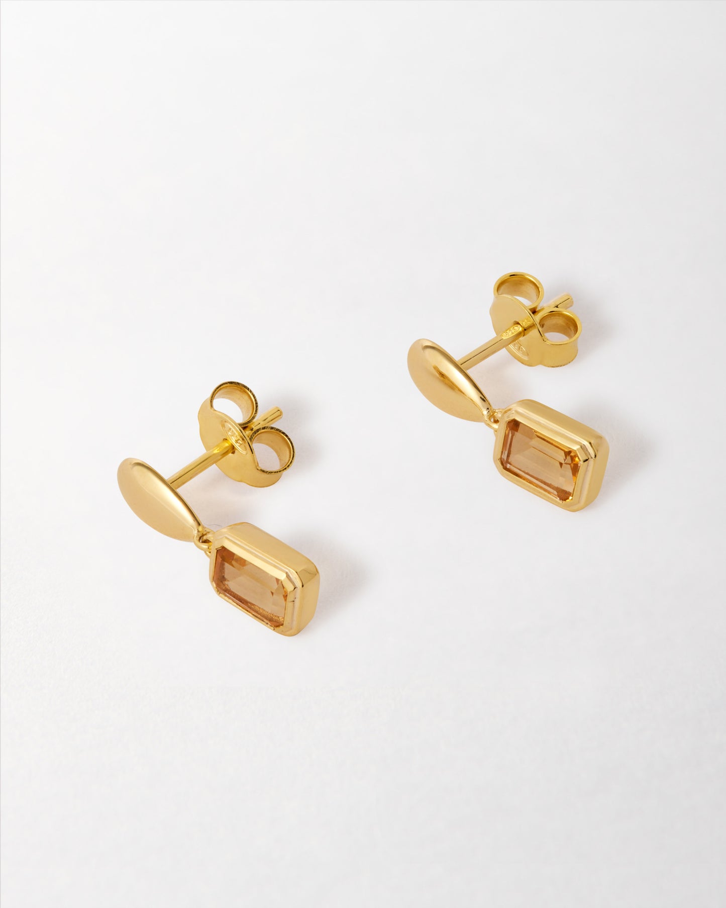 Pebble Citrine November Birthstone Drop Earrings