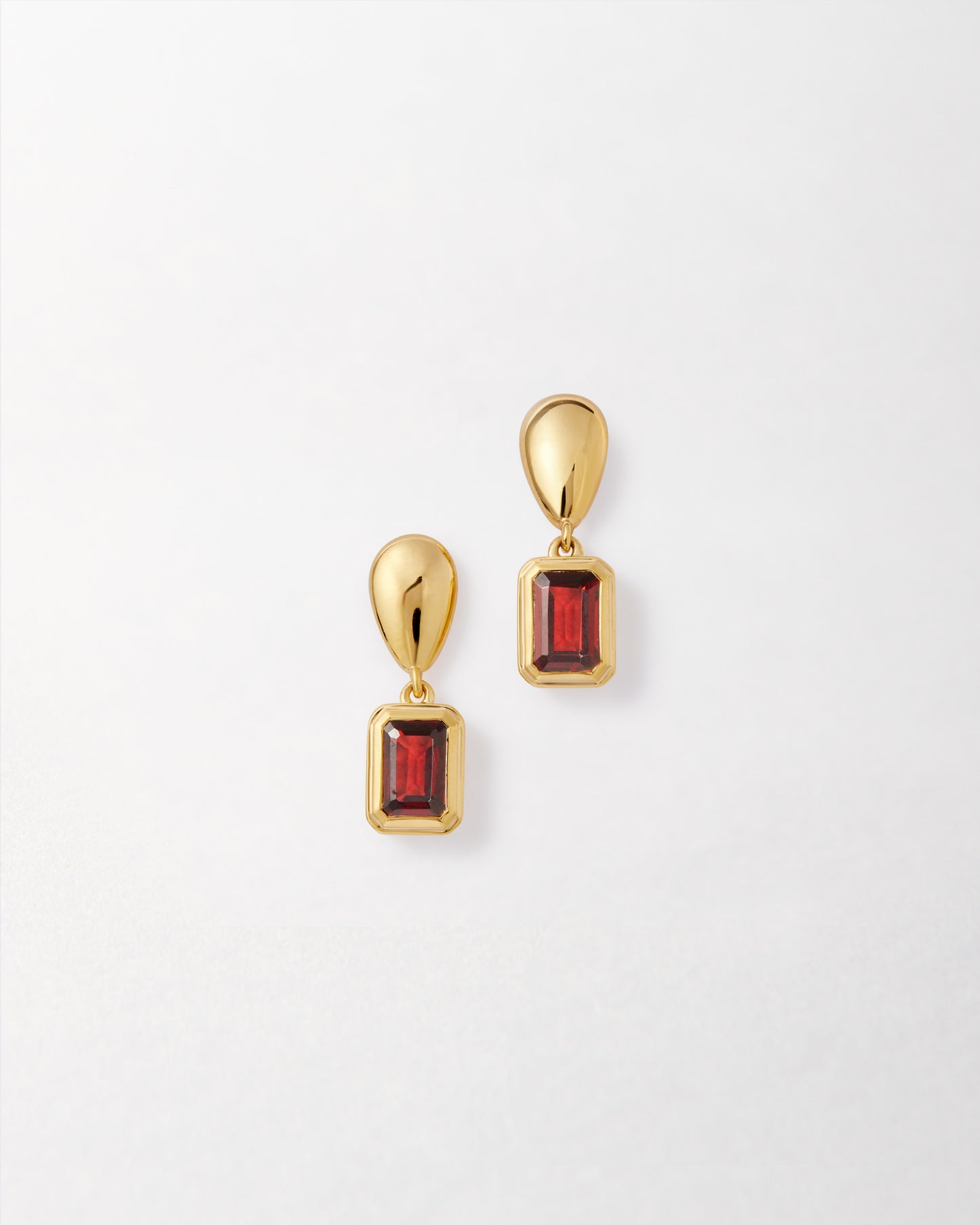 Pebble Garnet January Birthstone Drop Earrings