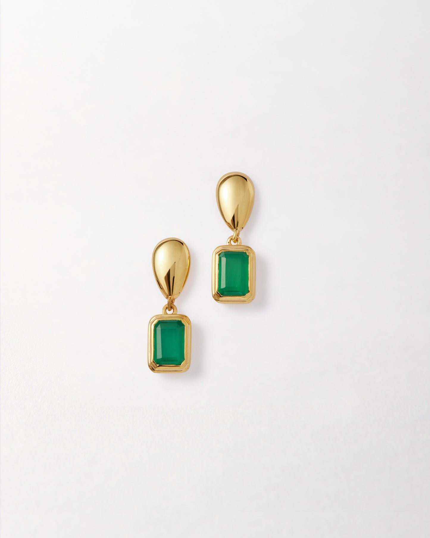 Pebble Green Onyx May Birthstone Drop Earrings