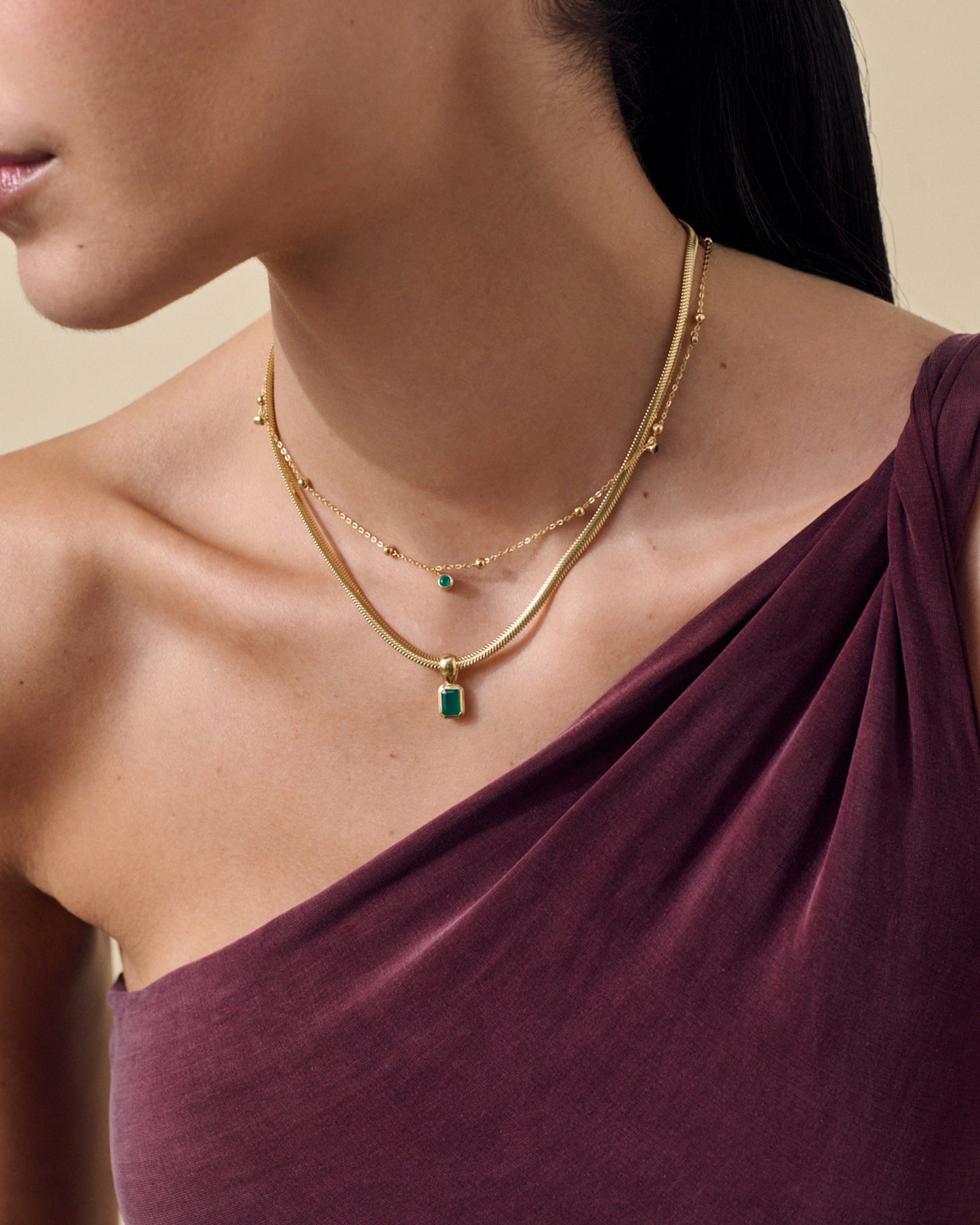 Pebble Green Onyx Necklace