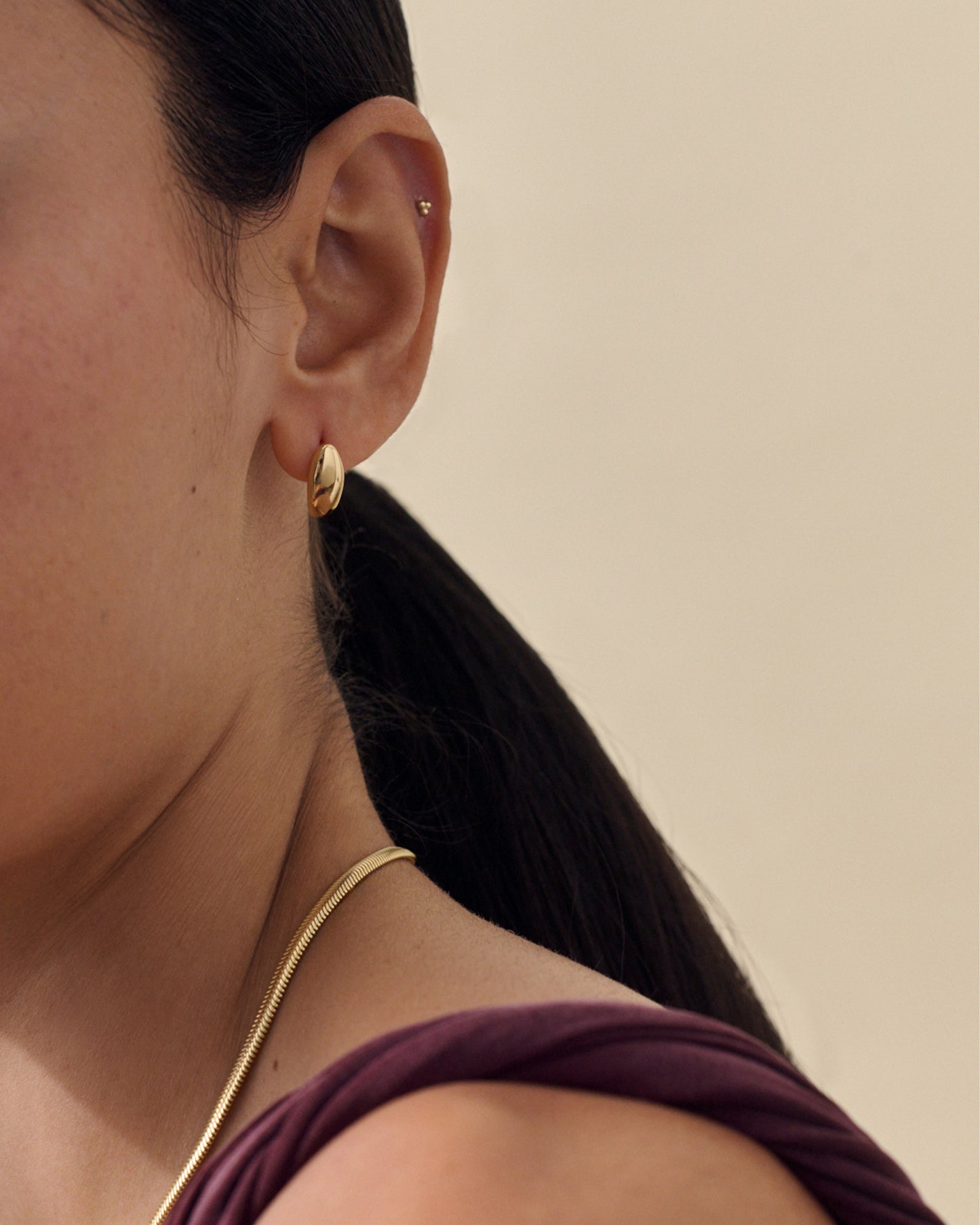 Pebble Hoop Earring - Gold