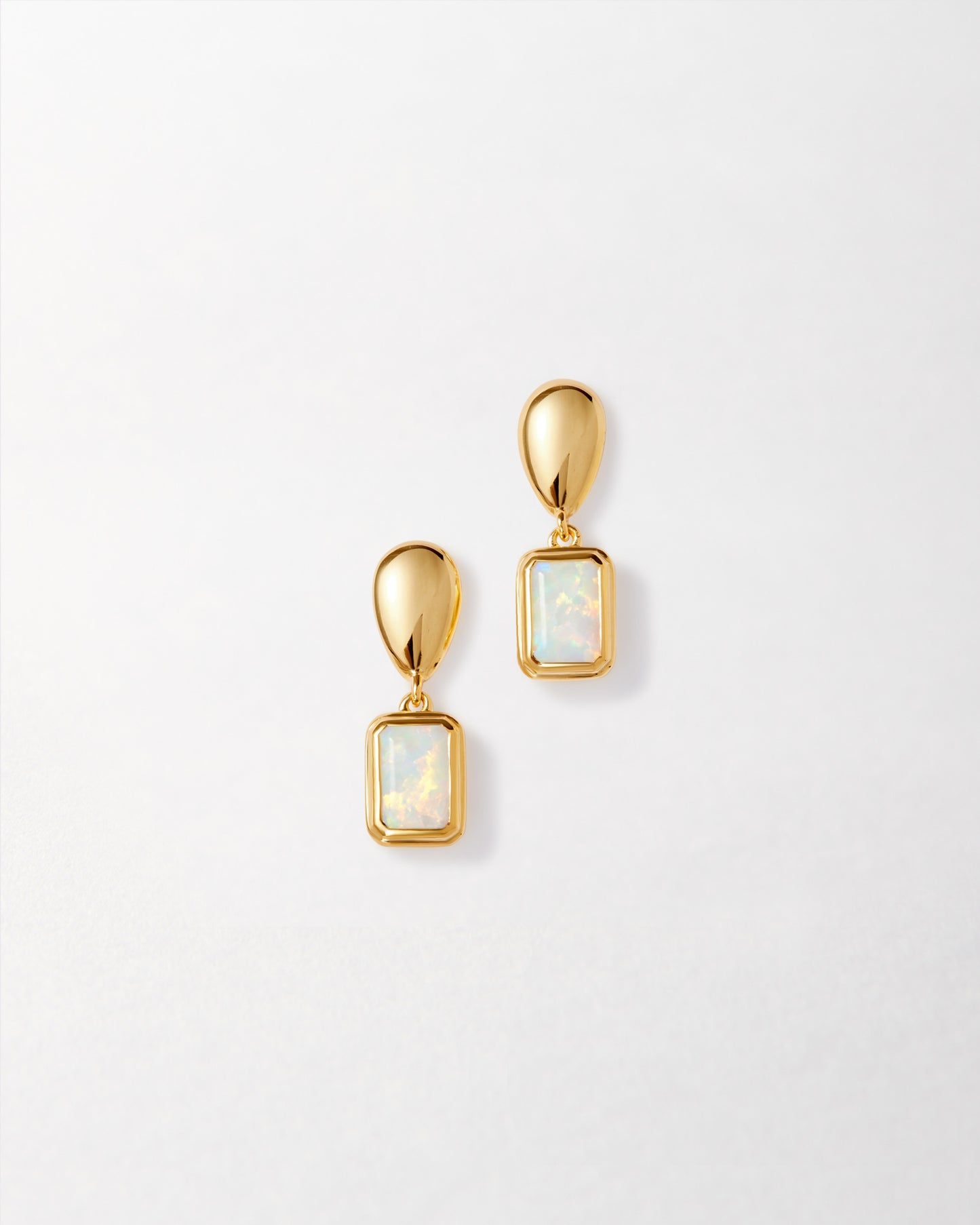 Pebble Opal October Birthstone Drop Earrings