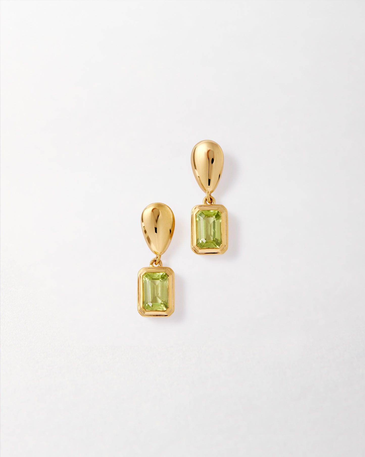 Pebble Peridot August Birthstone Drop Earrings