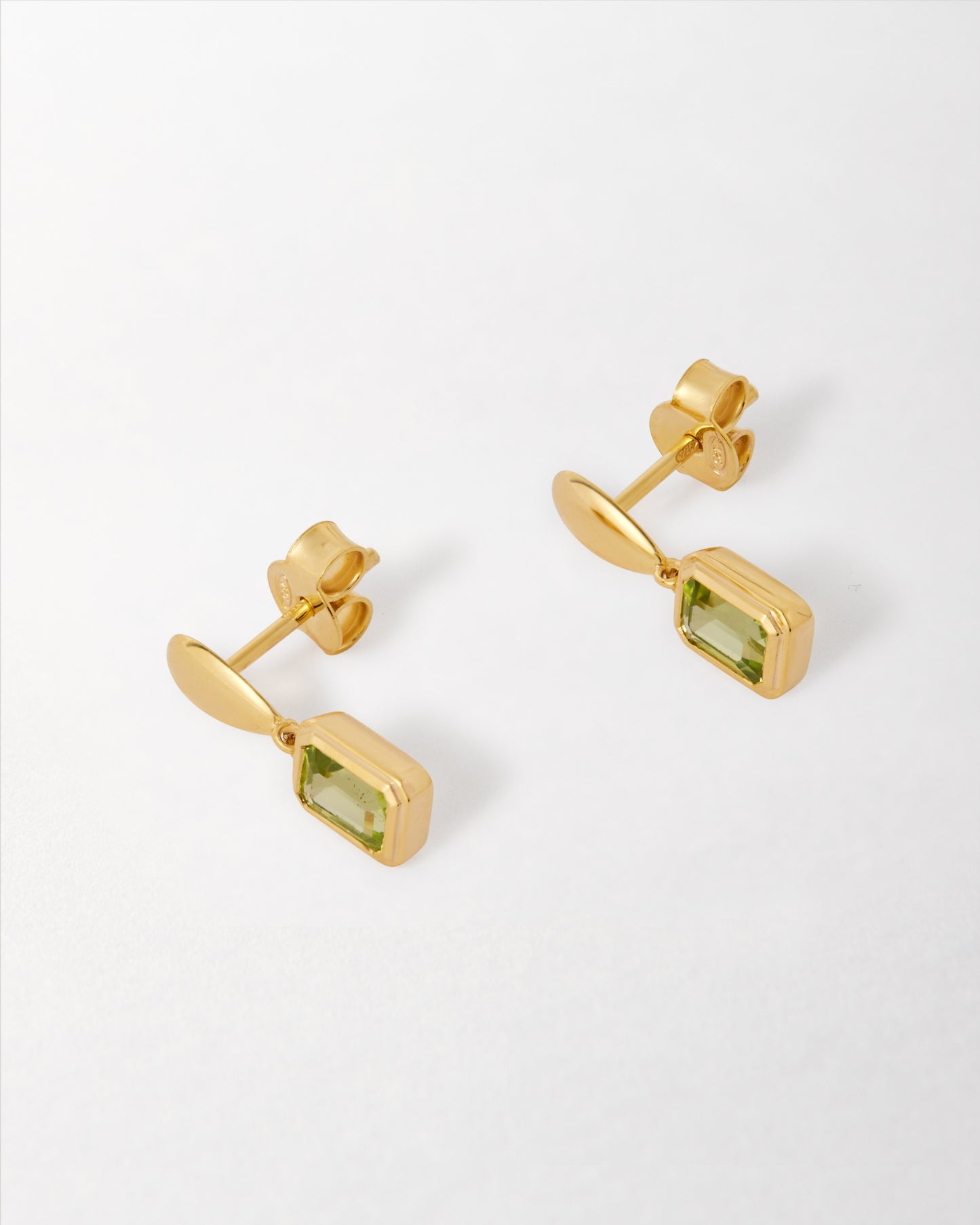 Pebble Peridot August Birthstone Drop Earrings