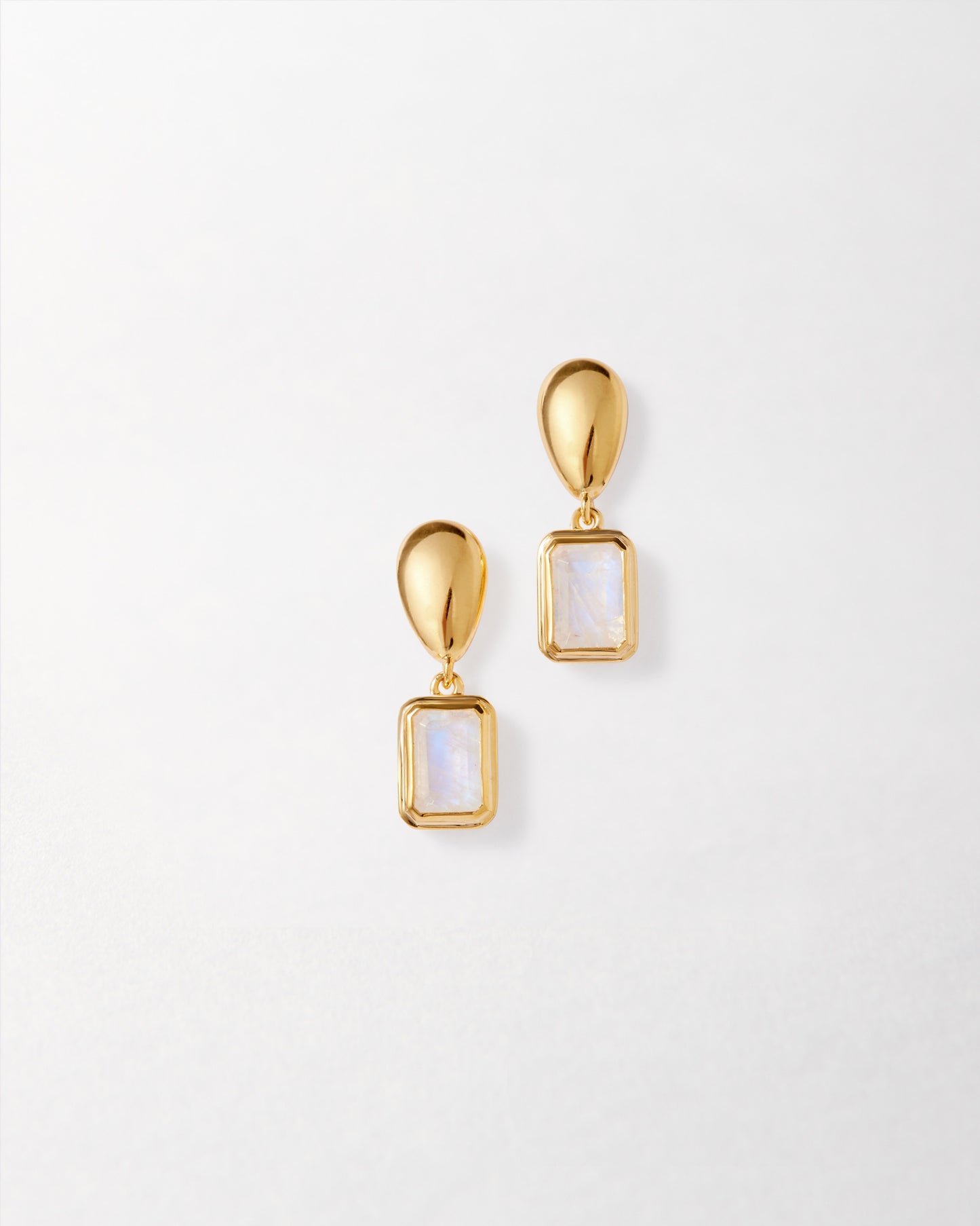 Pebble Rainbow Moonstone June Birthstone Drop Earrings