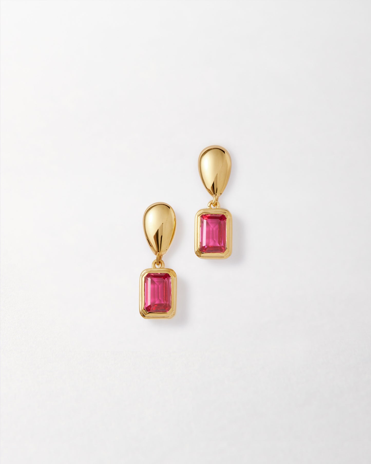 Pebble Ruby July Birthstone Drop Earrings