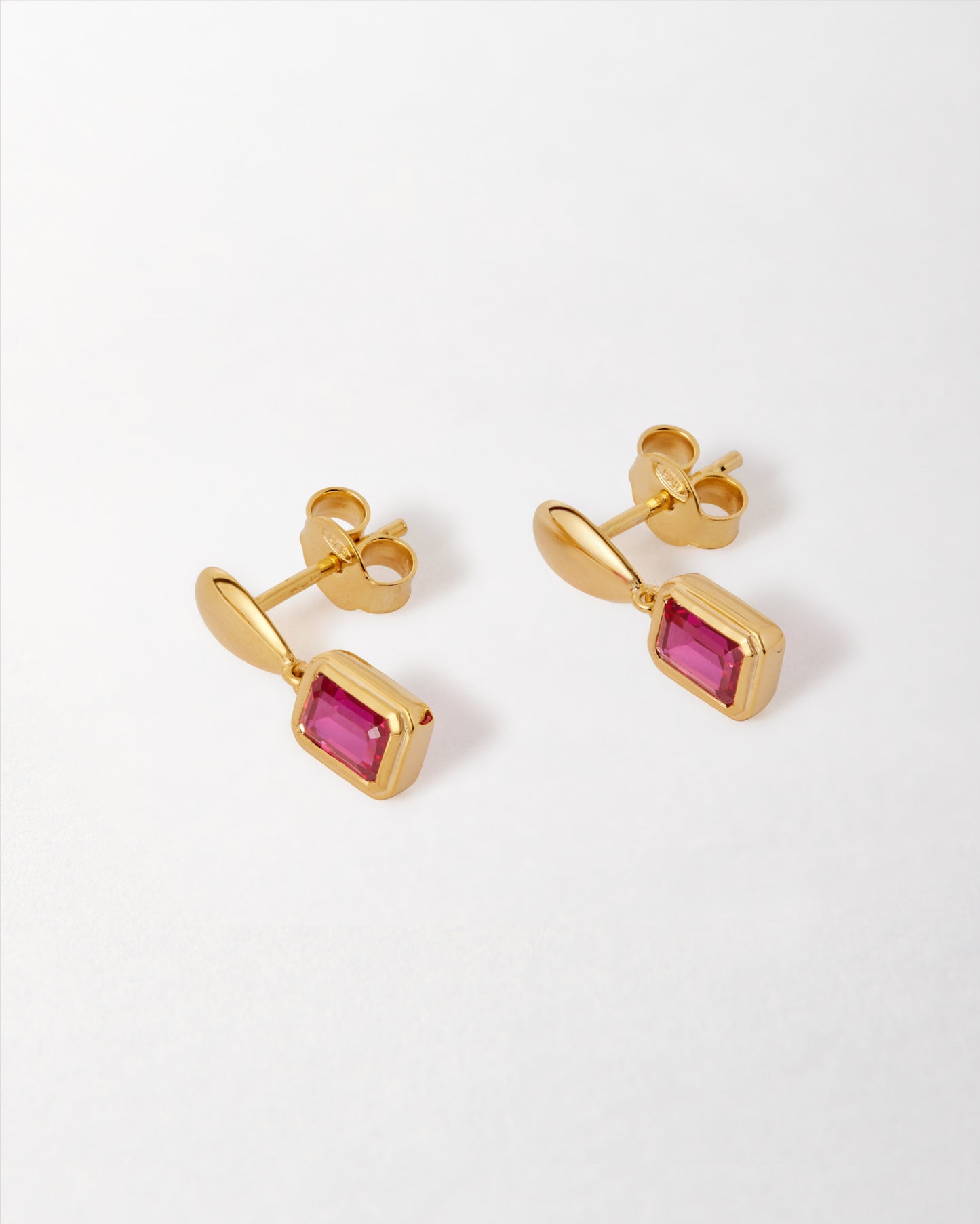 Pebble Ruby July Birthstone Drop Earrings