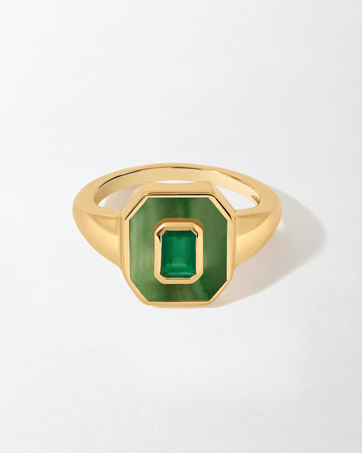 Deco Aventurine and Green Onyx Ring