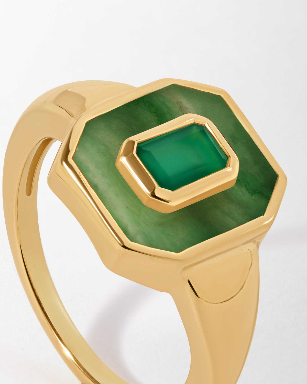 Deco Aventurine and Green Onyx Ring