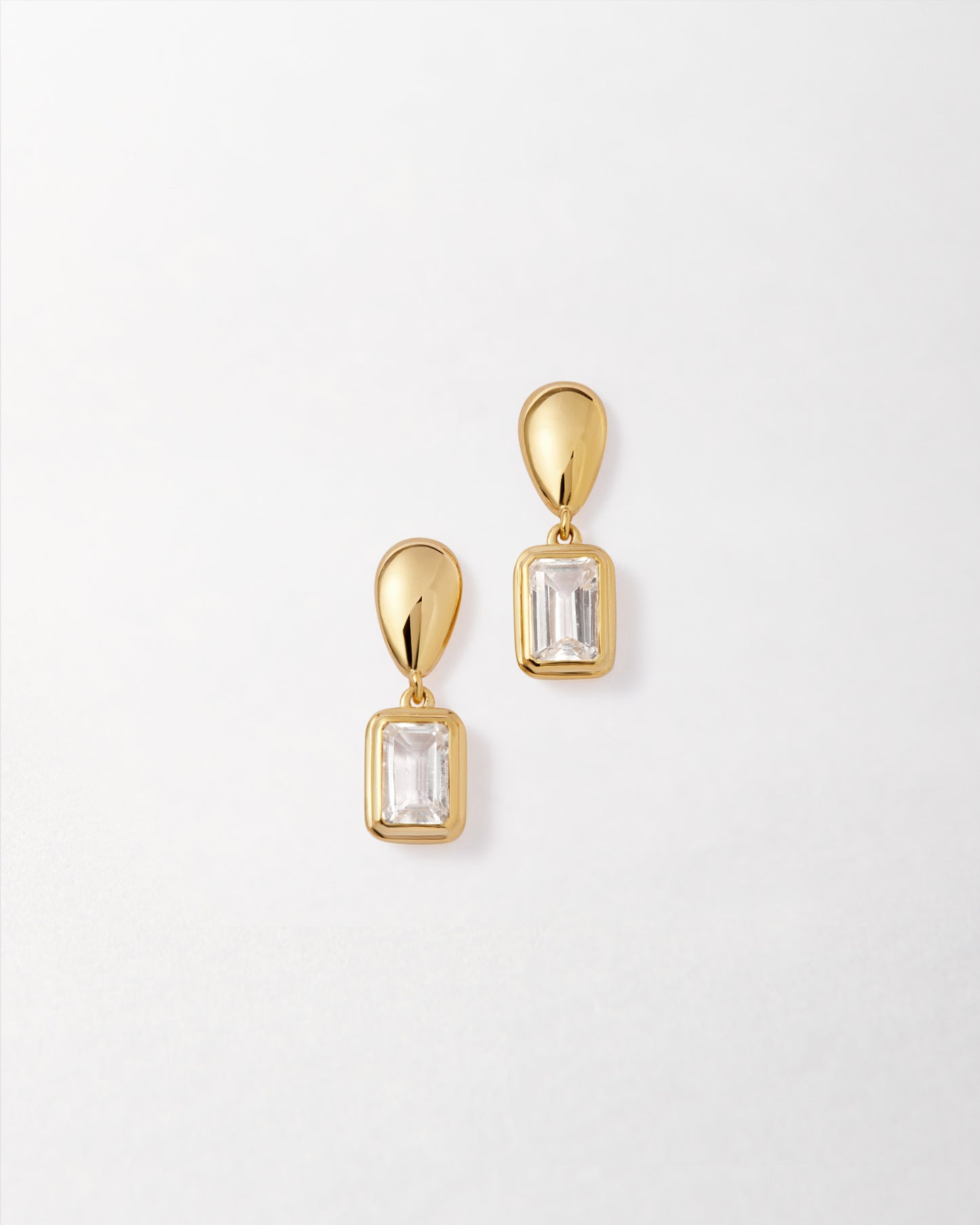 Pebble White Topaz April Birthstone Drop Earrings