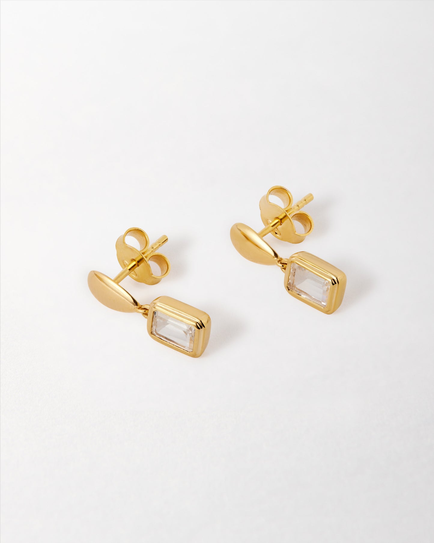 Pebble White Topaz April Birthstone Drop Earrings