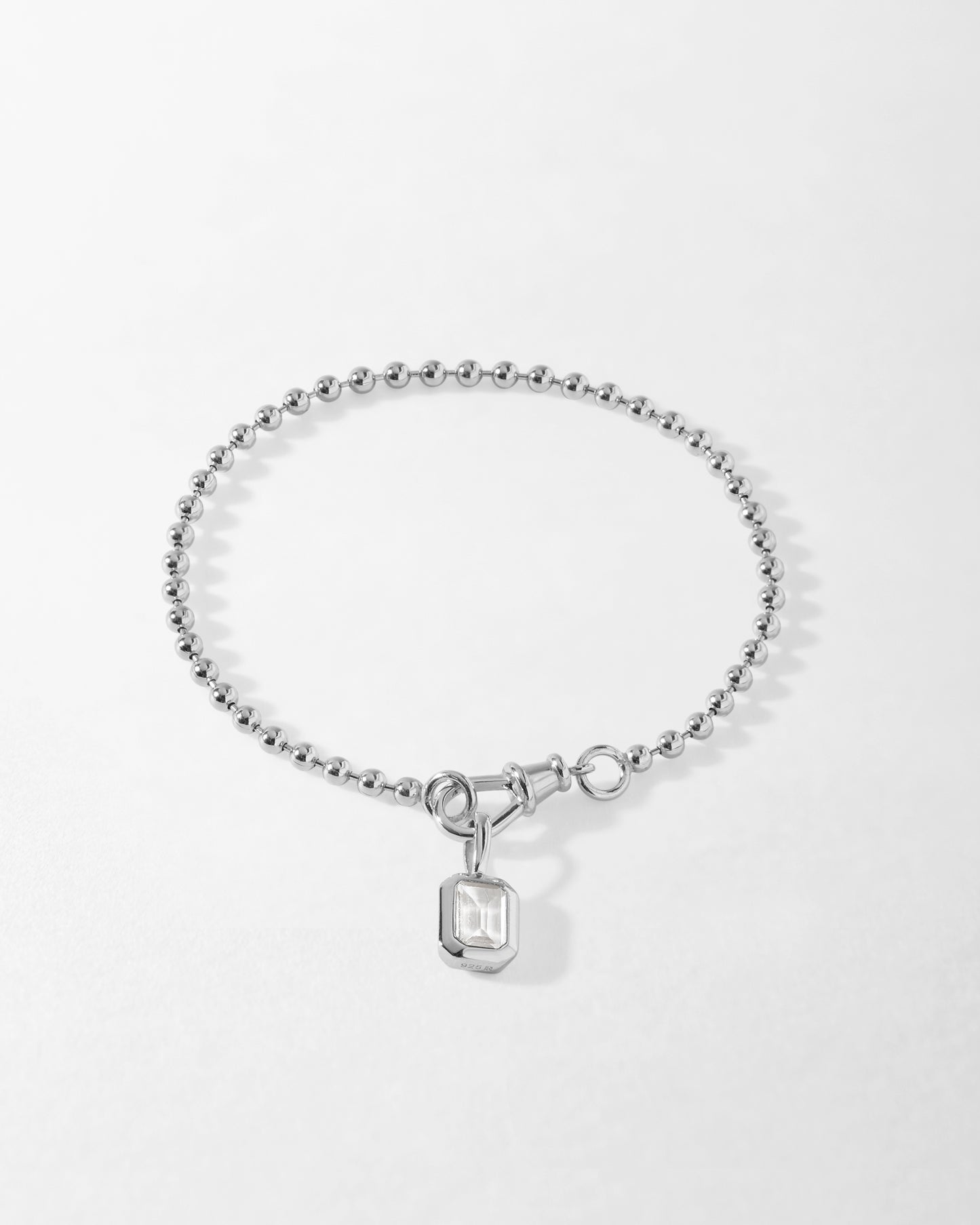 Deco White Topaz Globe Bracelet - Silver