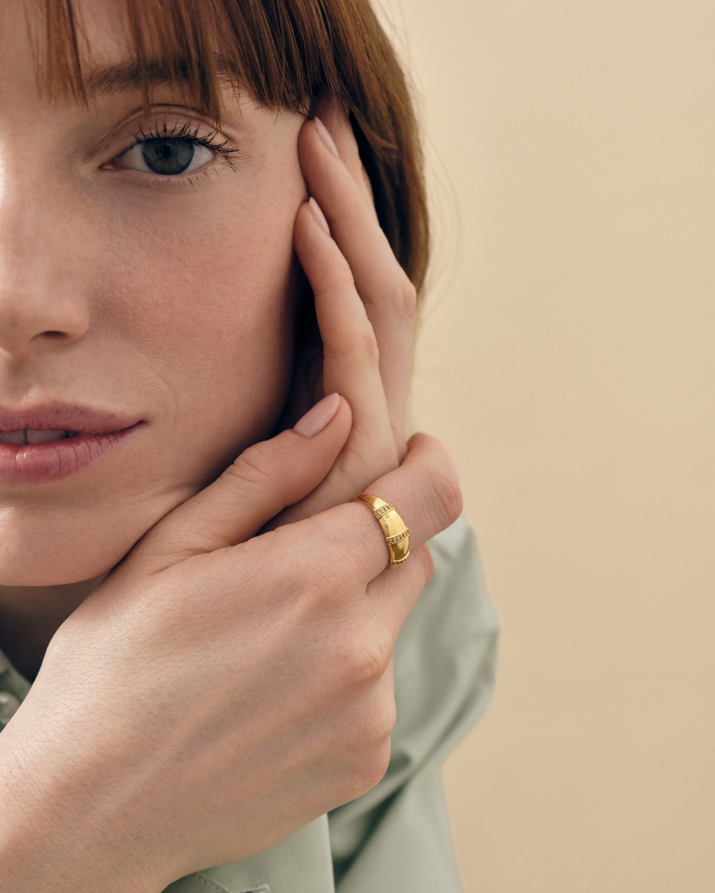 Charlotte Collins Dome Triple Pavé Hoop Ring