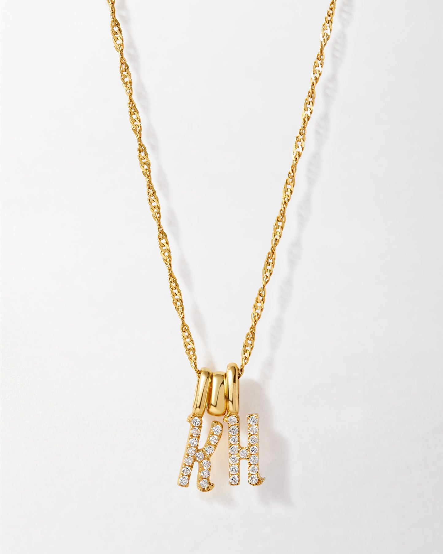 Double Initial Diamond Necklace