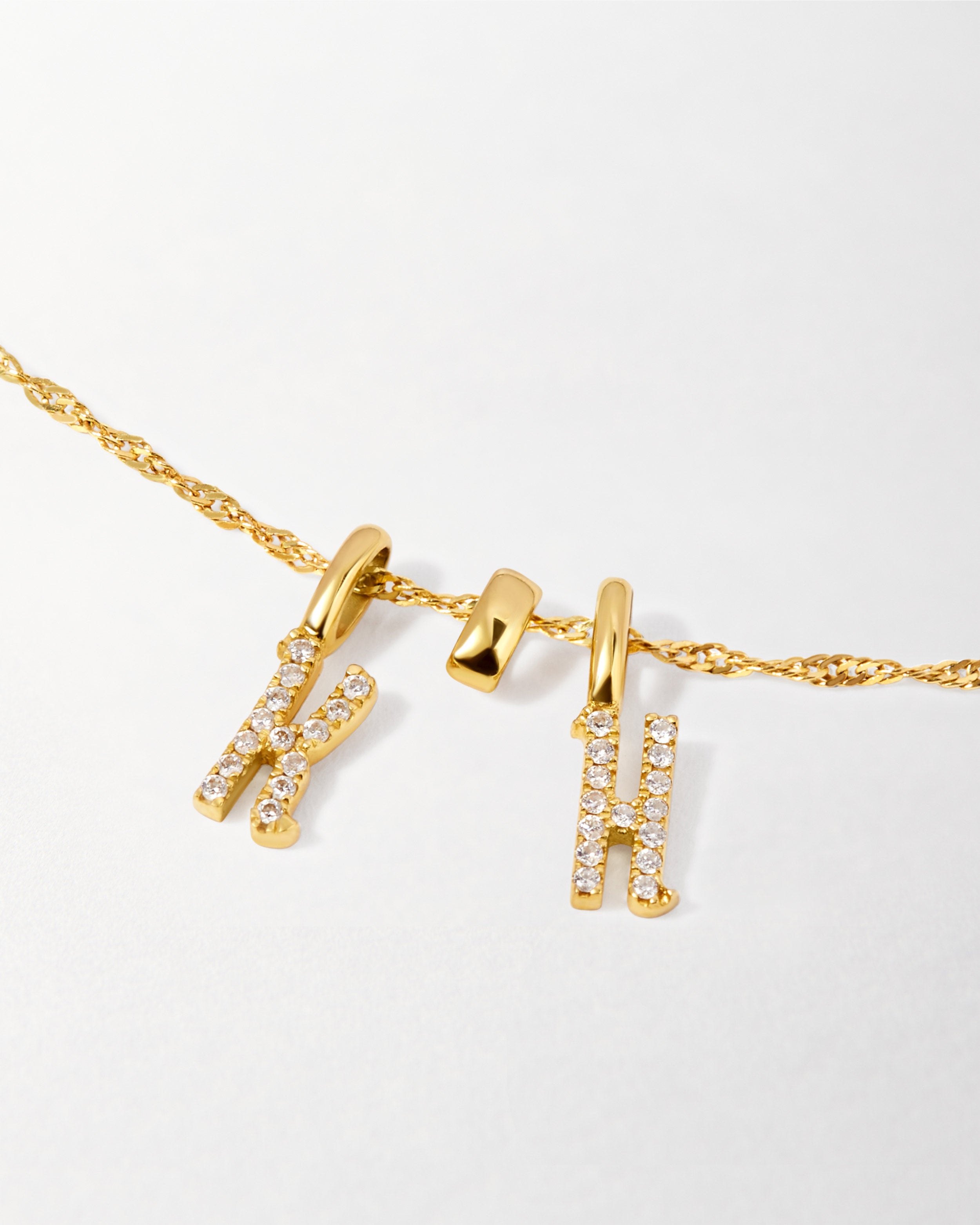 Double Initial Diamond Necklace | 14ct Gold and Diamond – EDGE of EMBER