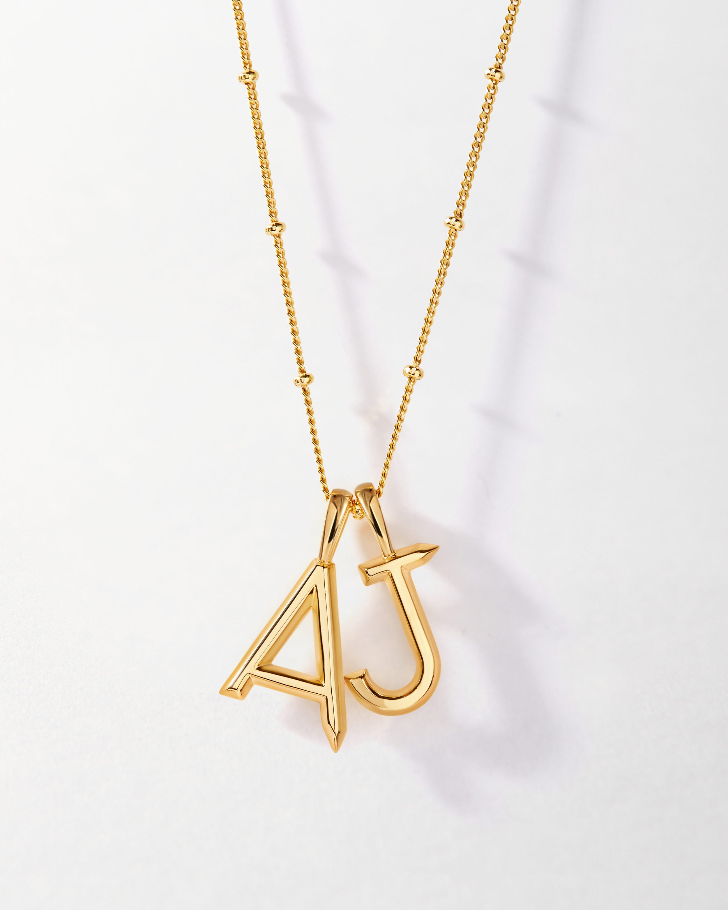 14K 18K Solid Gold Initial Necklace, Handmade 