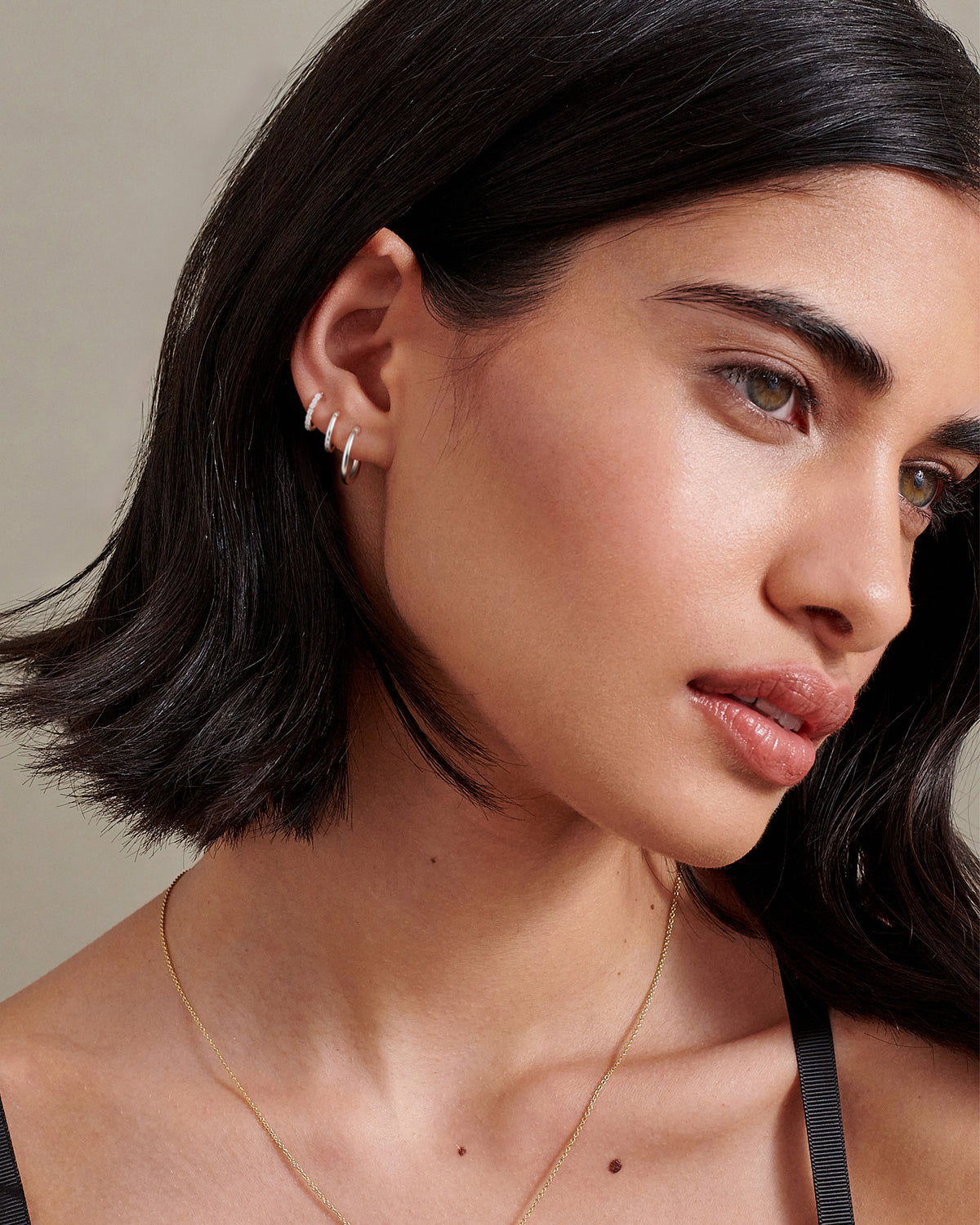 Silver Glow Diamond Hoop Earrings Set