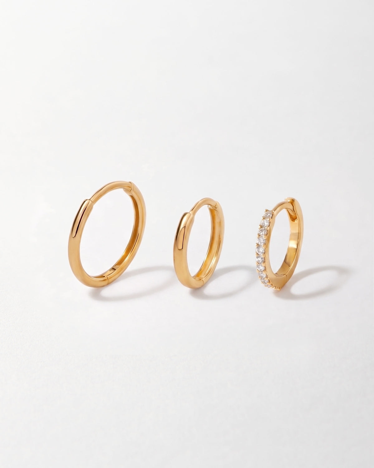Golden Glow Diamond Hoop Earrings Set