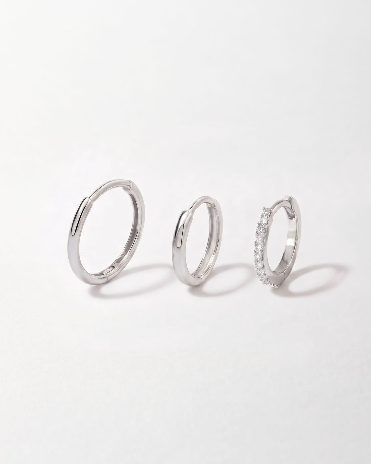 Silver Glow Diamond Hoop Earrings Set