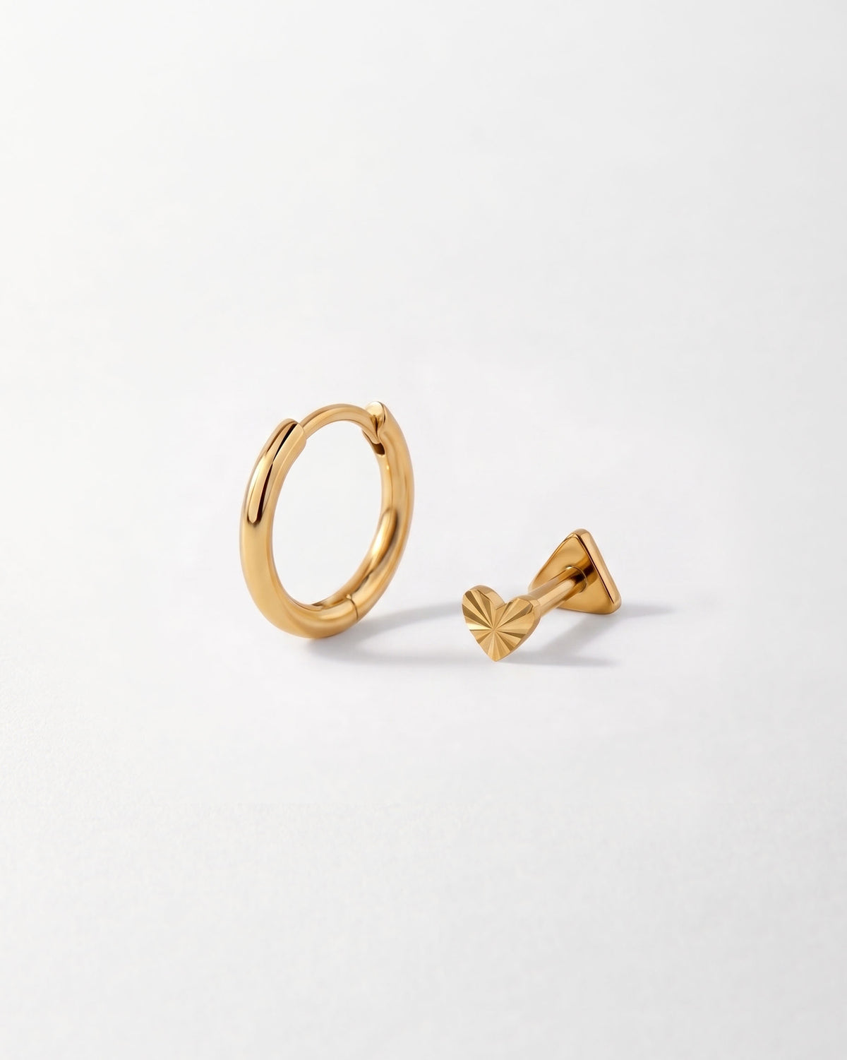 Golden Heart Earrings Set