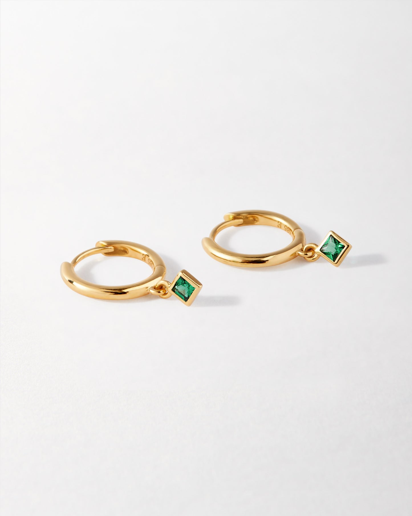 Emerald Gold Huggie Earrings