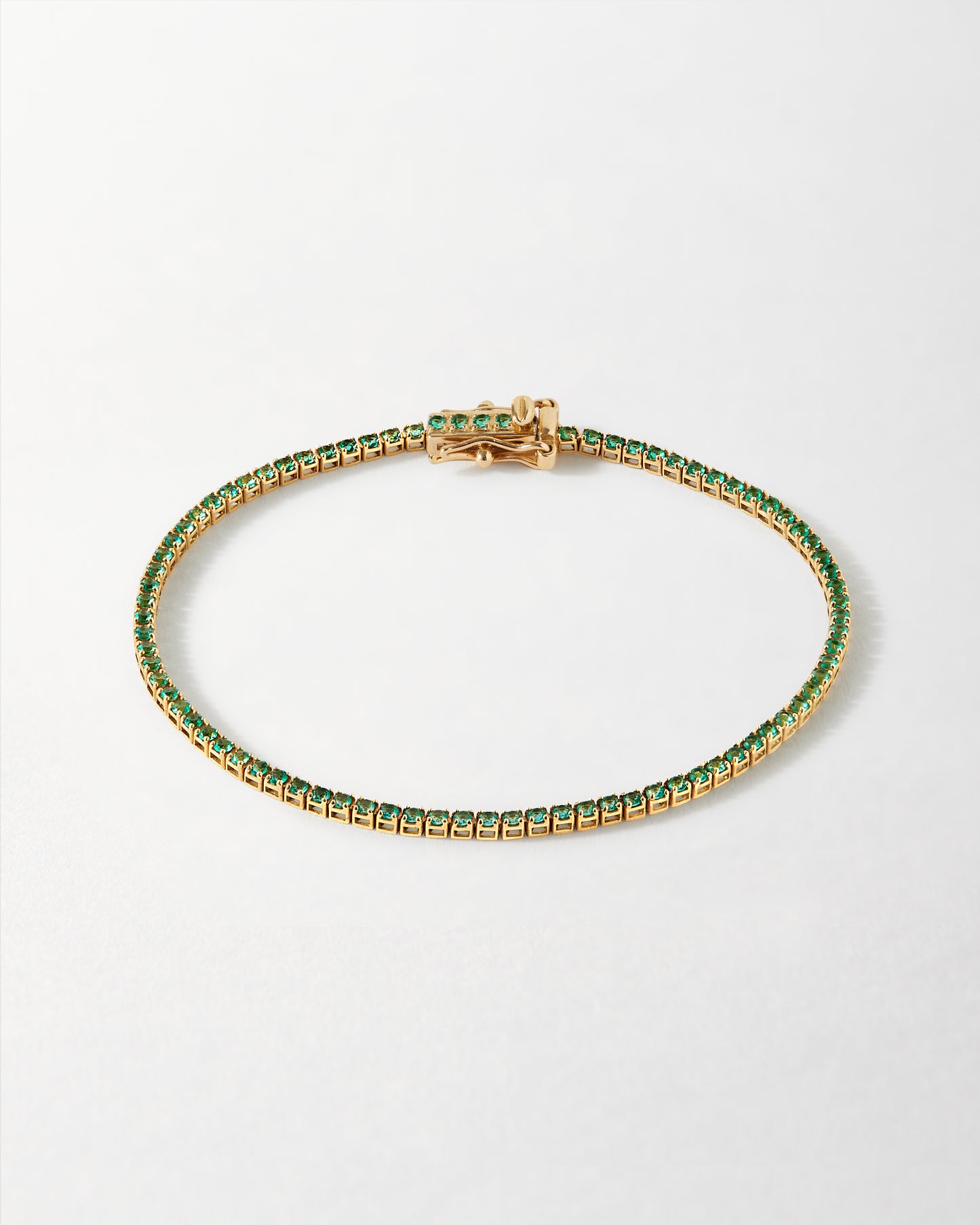 Solid Gold Lab-Grown Emerald Tennis Bracelet
