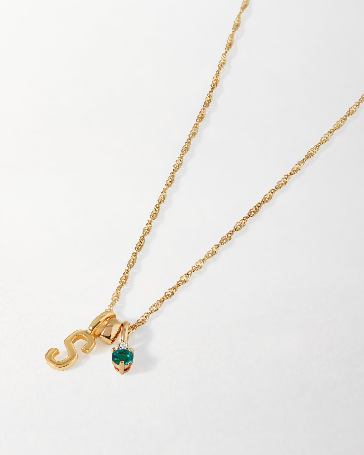 Initial and Birthstone 14ct Gold Necklace