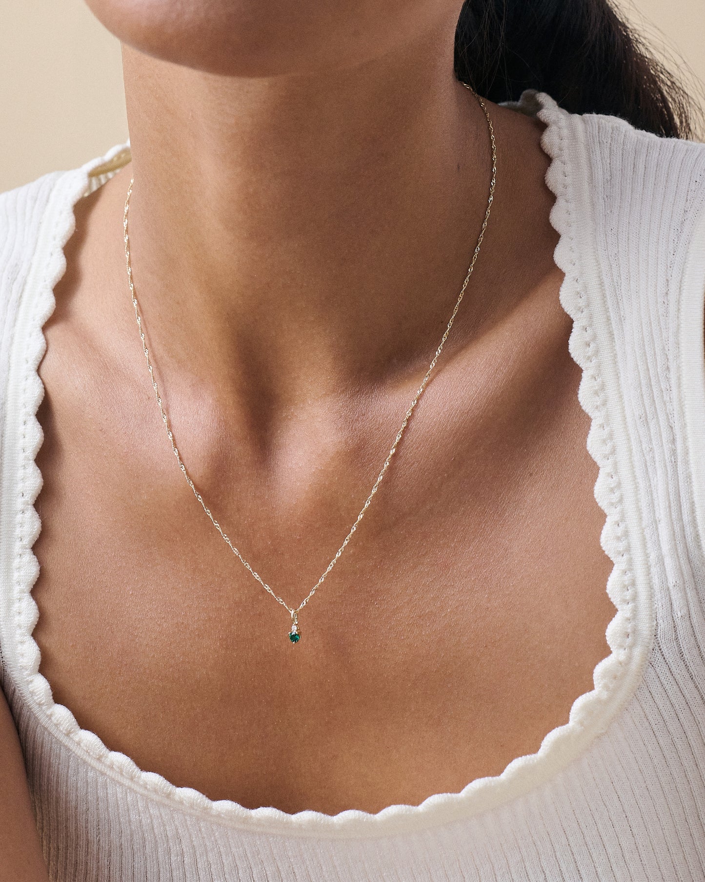 14ct Gold Birthstone Pendant Emerald Lab-Grown Diamond – EDGE