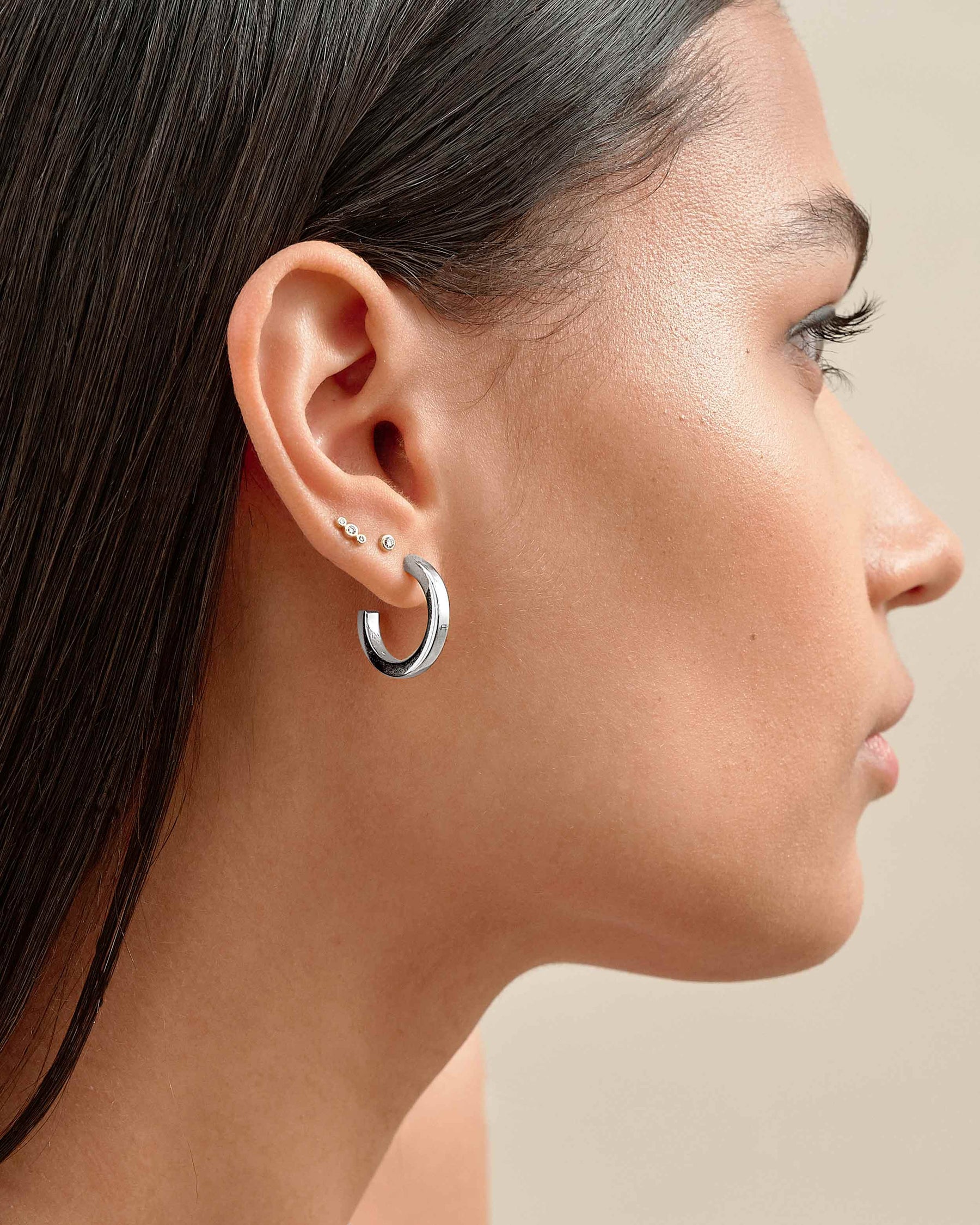 Silver Mini Crescent Hoop Earrings, Tarnish-Free Silver Plating - Nordicmuse