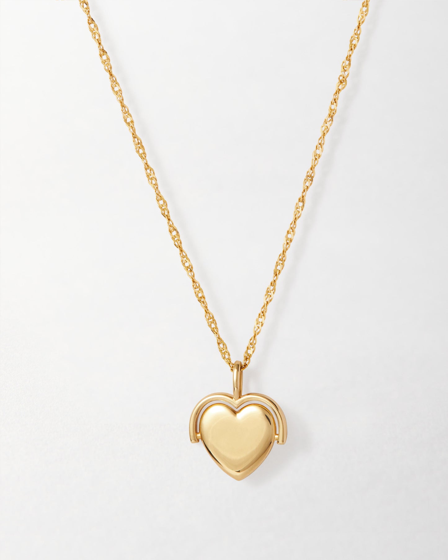 Solid Gold Heart Spinner Necklace