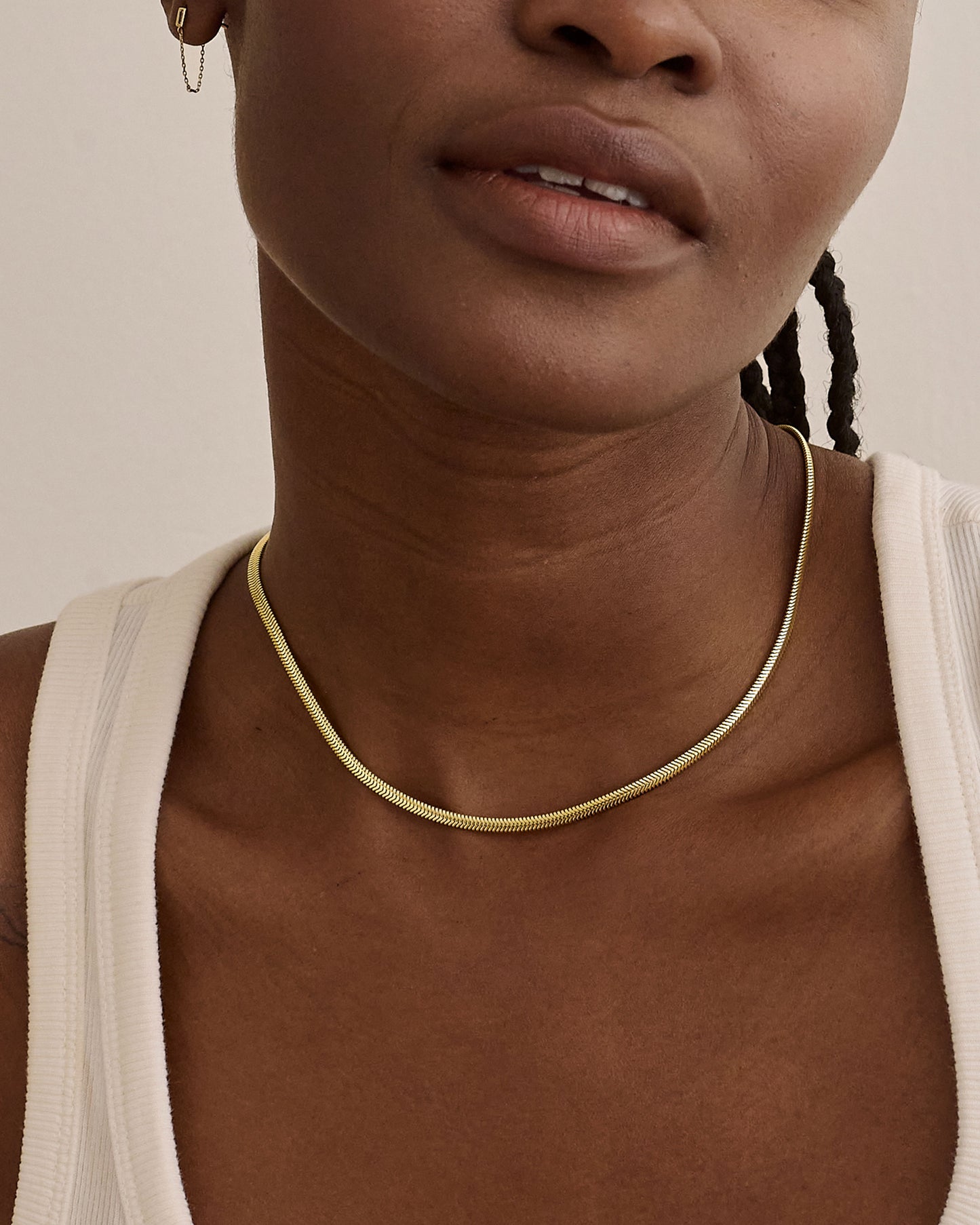 Flat Snake Chain Necklace - Gold