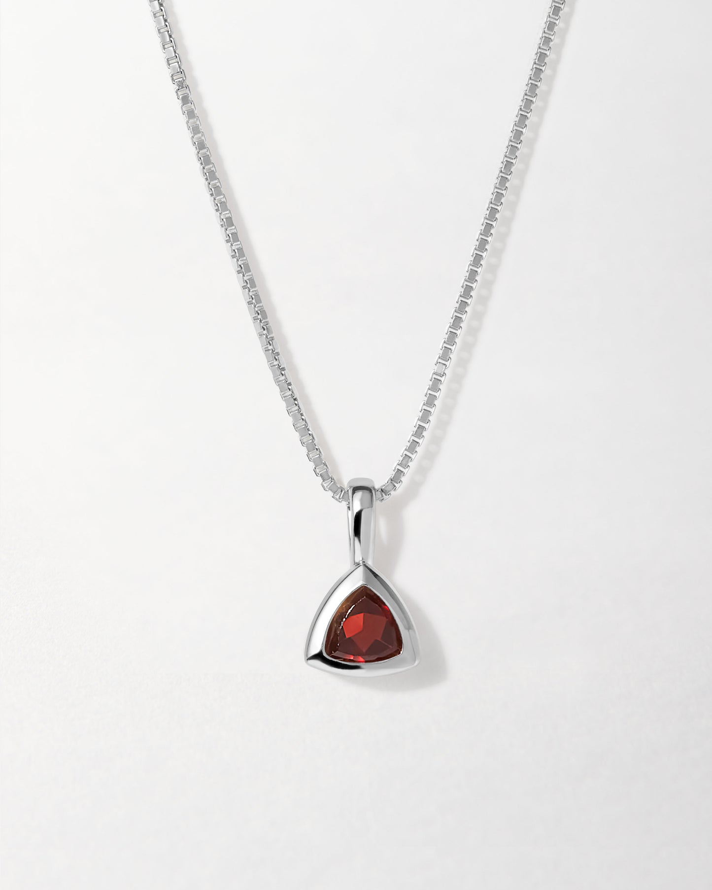 Garnet January Birthstone Necklace - Silver