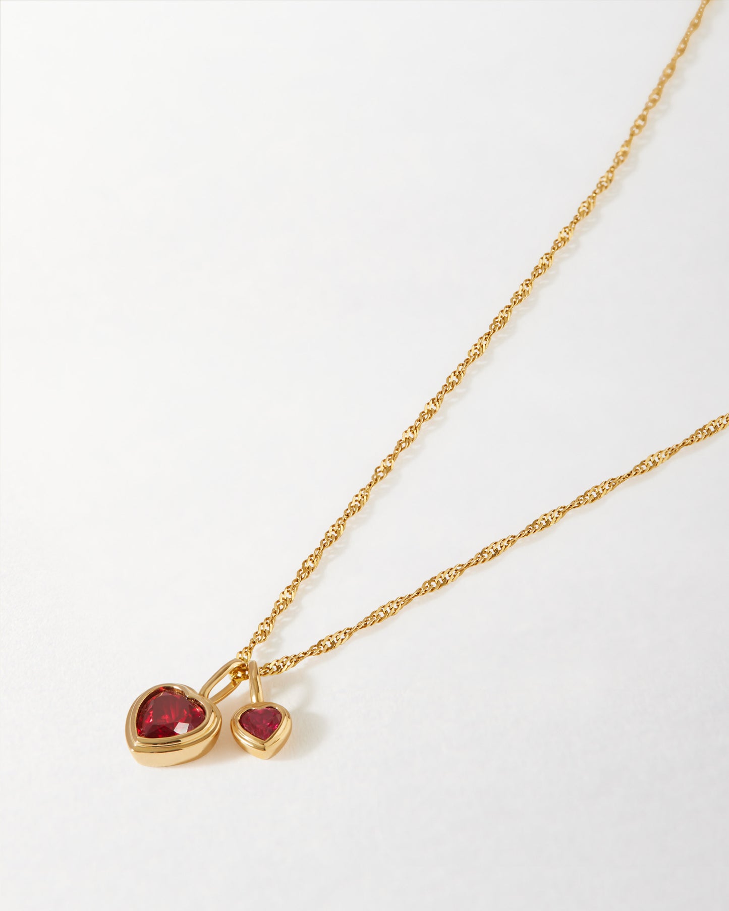 Heart Set Necklaces - Lab Ruby