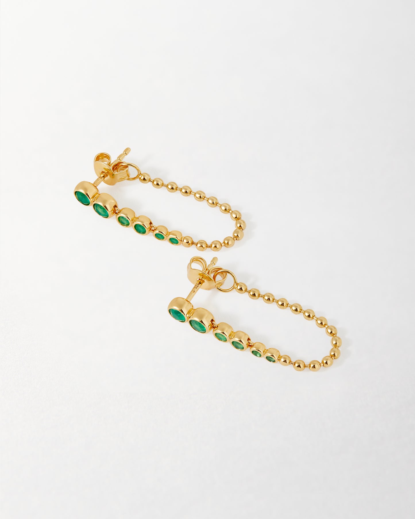 Globe Green Onyx Chain Loop Earring
