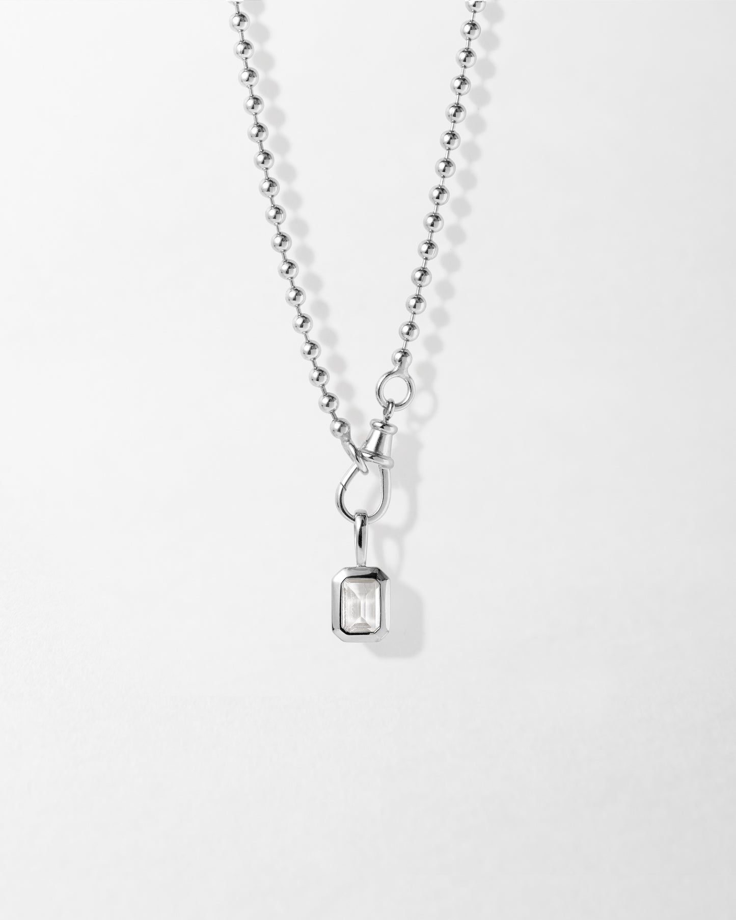 Deco White Topaz Globe Necklace - Silver