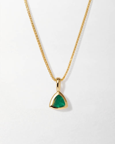 Green Onyx May Birthstone Necklace - Gold