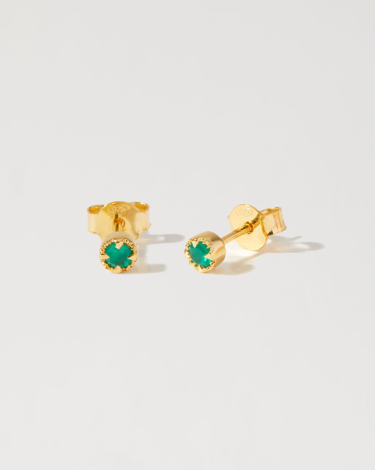 Green Onyx May Birthstone Studs