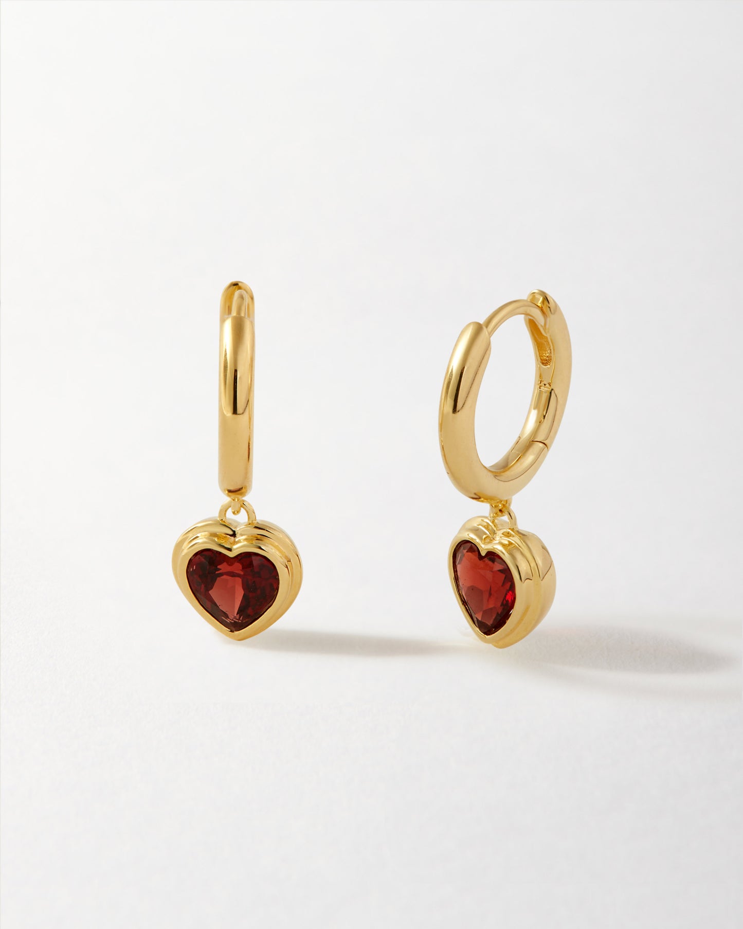 Heart Red Garnet Earrings