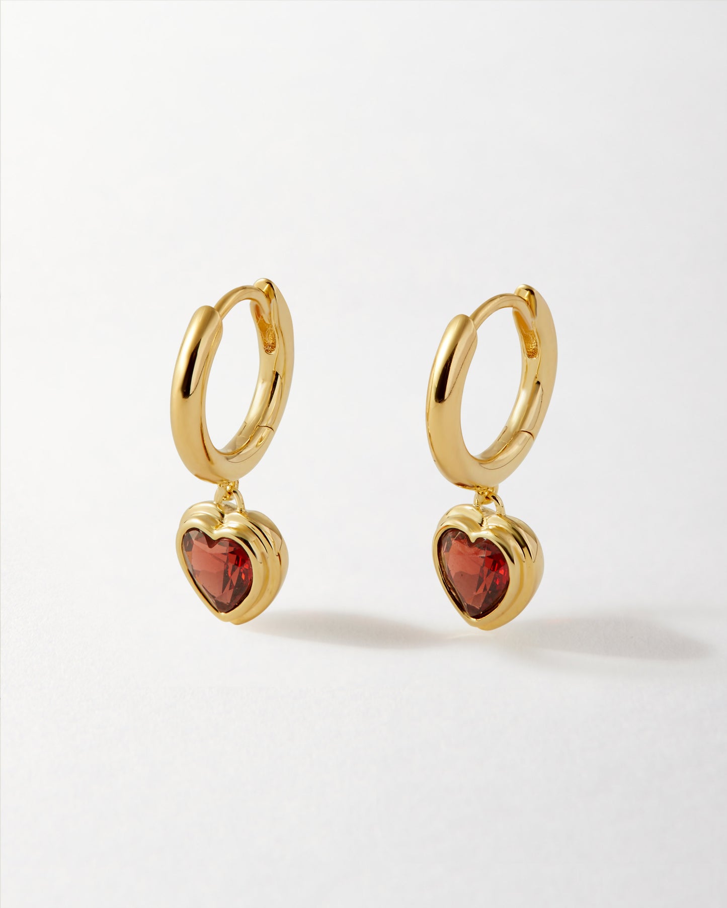 Heart Red Garnet Earrings